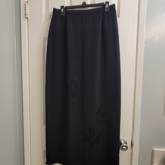 Cachet Black Maxi Skirt with Floral Beading - Picture 1 of 4